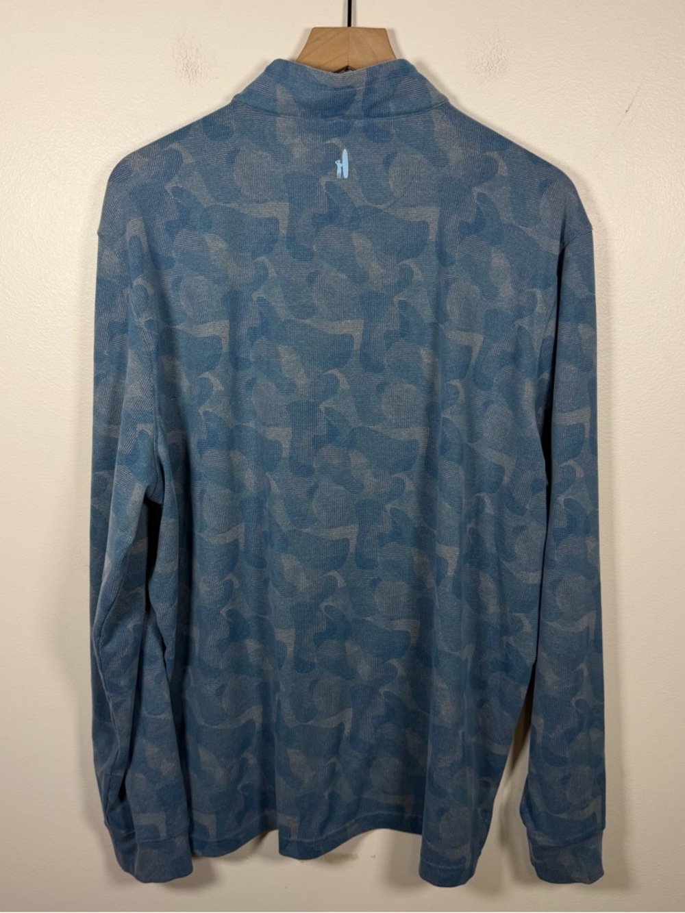 Johnnie-o Dowell Performance Fleece Camo 1/4 Zip Sweatshirt Mens Size XL Blue - Picture 6 of 7